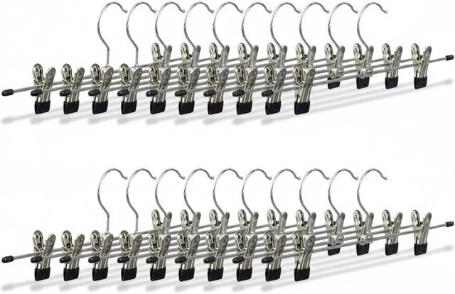 Relaxdays Hosenbügel aus Metall mit Clips in Silber, 20er Pack, B/T/H: 35,5 x 9 x 2,5 cm - Bild 1