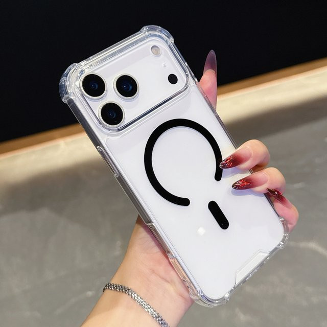 MagSafe Magnetische Handyhülle für iPhone 17 Air 16 15 14 13 12 11 Pro Max Plus Slim Cover in Transparent und Schwarz - Bild 1