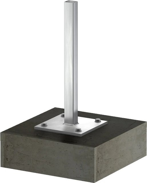 ZacAlu Bodenanker zum Aufdübeln für Zaunpfosten aus Aluminium, Farbe: Silber, B/T: 7,3 x 7,3 cm - Bild 1