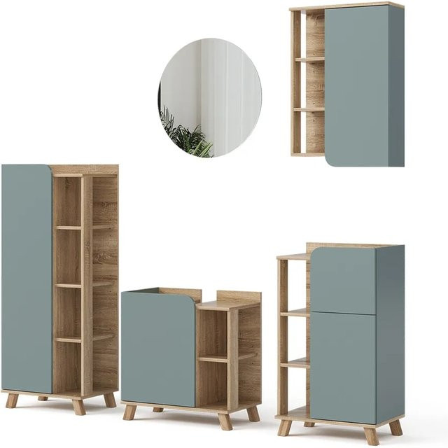 Vicco Badmöbel-Set Karen Modern in Sonoma mit Blau-Grau, 5 Teile - Bild 2