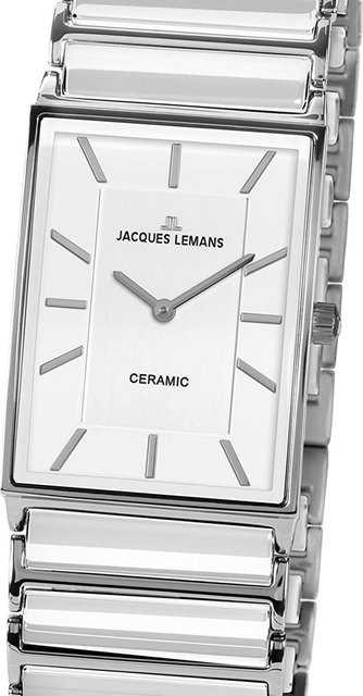 Jacques Lemans Damenuhr, Quarz, Edelstahl, Keramik, 20 mm, Weiß - Bild 1
