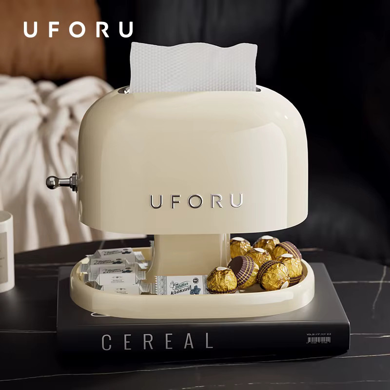 UFORU Taschentuchbox Retro Servietten-Organizer in Rot als dekorative doppellagige Aufbewahrungsbox für dein Wohnzimmer - Bild 1