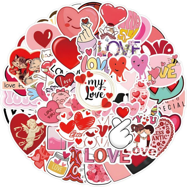55 Liebes-Graffiti-Aufkleber Valentinstag Dekorative Roller Notizbuch DIY-Aufkleber - Bild 1