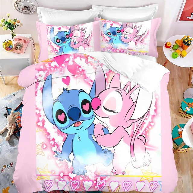 Paslu Kinderbettwäsche-Set mit Cartoon Anime Print, 3-teilig, Farbe: Pink, B/H: 150 x 200 cm - Bild 1