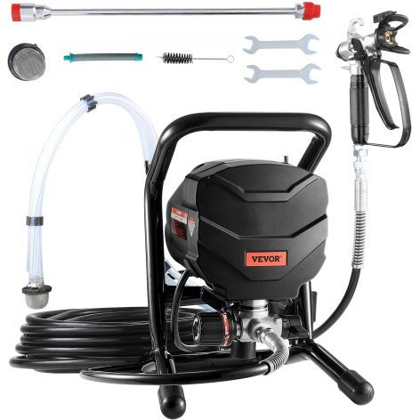 VEVOR Airless-Farbspritzgerät mit Ständer, 650 W elektrische Farbspritzmaschine mit 3000 PSI, Schwarz, inklusive Verlängerungsstange und Reinigungsset - Bild 1