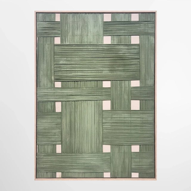 ArtUniverse Leinwandbild Soft Bamboo Patchwork abstrakt in Grün B: 80 cm, H: 100 cm - Bild 1
