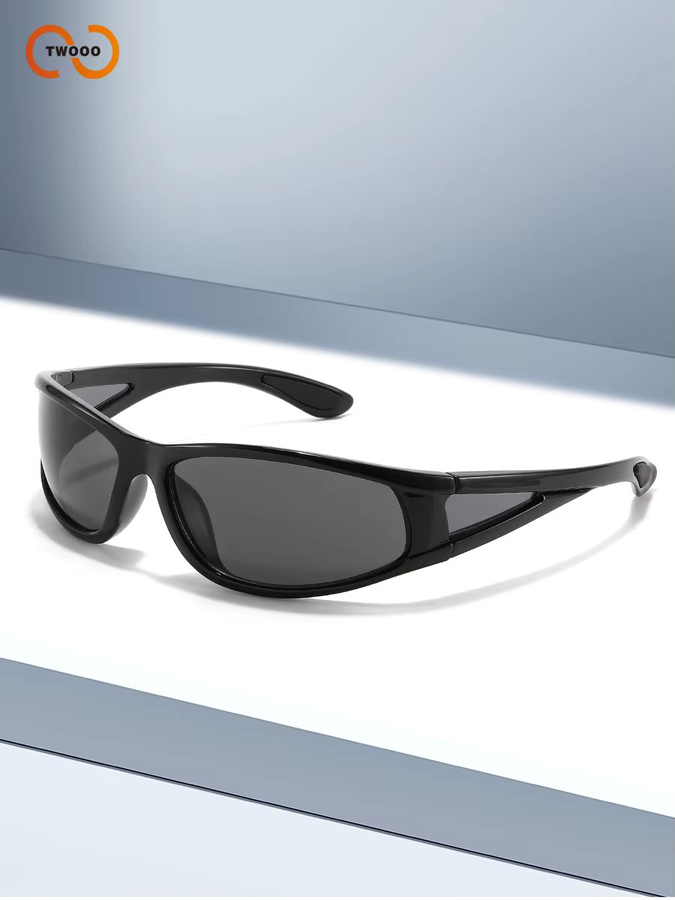 TWOOO Sonnenbrille, Unisex, Vollrand, Wrap, Schwarz, Kunststoff - Bild 3