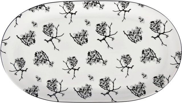 Premium Living Servierplatte Shiva in Schwarz/Weiß mit floralem Design, rund, Durchmesser: 37,5 cm - Bild 1