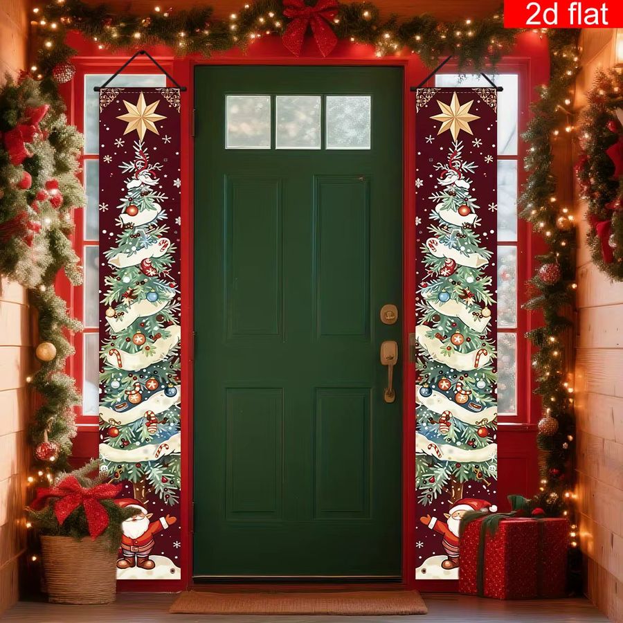 VIKAMA Weihnachtsbanner-Set mit Weihnachtsmann und Weihnachtsbaum als festliche Veranda-Flaggen für deine Weihnachtsfeier - Bild 3
