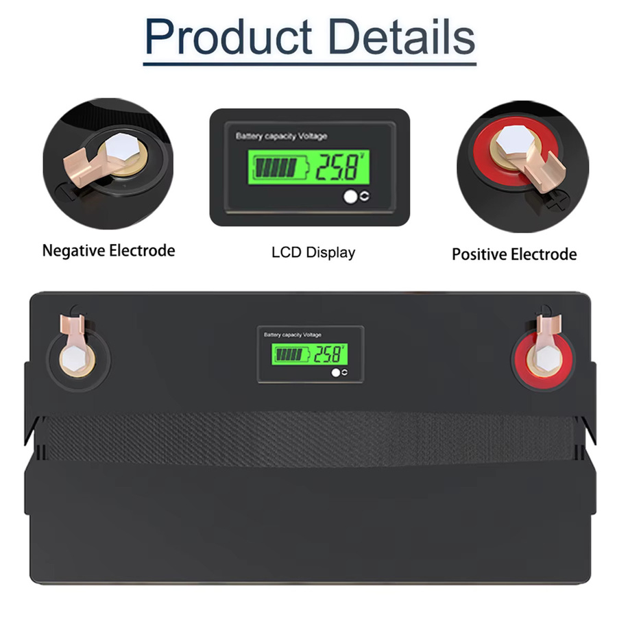 VariCore 24V 60Ah LiFePO4 Lithium-Eisenphosphat-Batterie mit 29,2V 5A Ladegerät in Schwarz für Wohnmobil und Camping - Bild 3