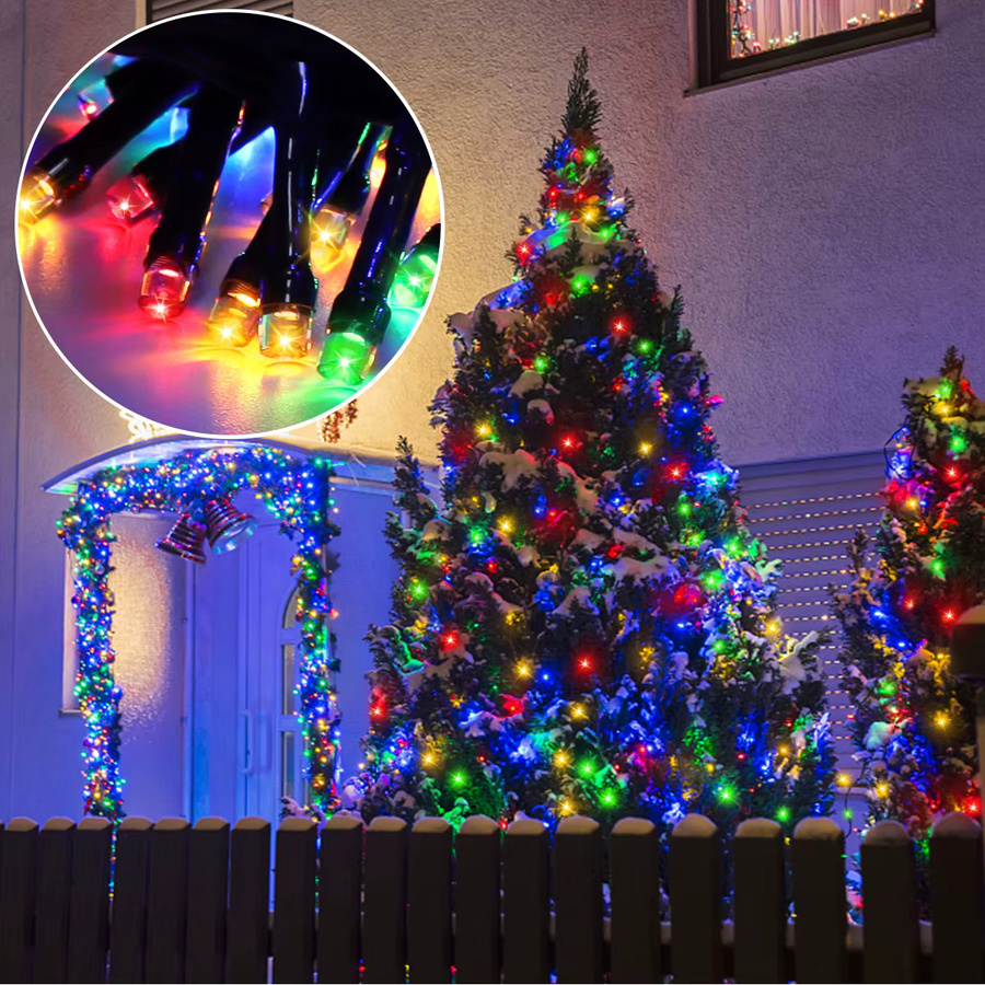 Lcamaw Solar LED-Lichterkette für den Außenbereich, RGB Multicolour, Wasserdicht mit 8 Beleuchtungsmodi, Schwarz - Bild 2