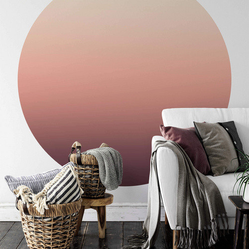 K&L Wall Art Vliestapete Runde Vliestapete mit abstraktem Ombre Farbverlauf in Rosa und Pink, mehrfarbig und matt - Bild 3