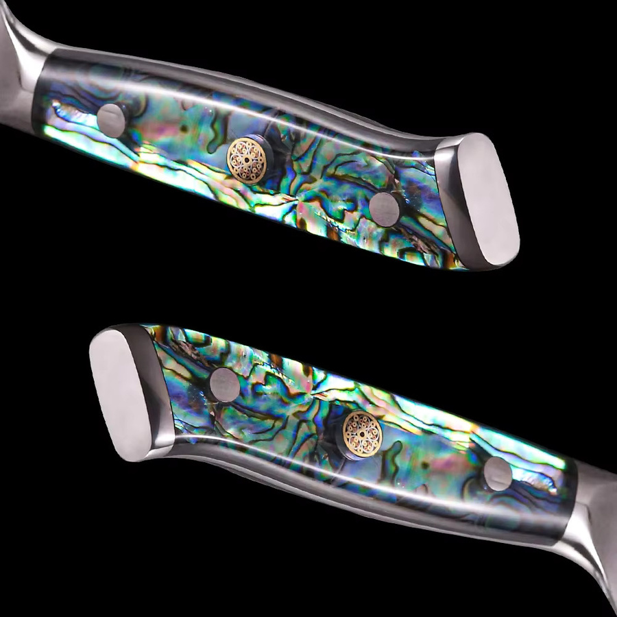 Professionelles Baovim Schälmesser aus 67-lagigem Damaststahl mit Abalone-Muschelgriff in Multicolour, Klingenlänge: 3,5 Zoll - Bild 5