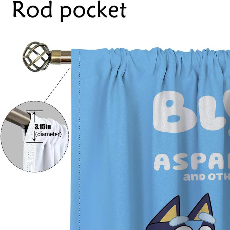 B-BlueyS Verdunkelungsvorhang 2-teilig Blau, moderne Wohnzimmervorhänge aus Polyester, Breite: 60 cm, Höhe: 90 cm - Bild 2