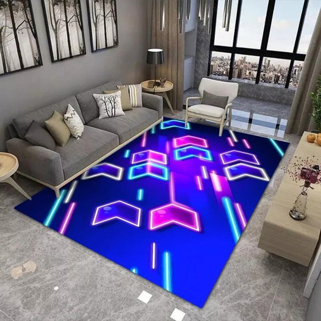 Karpetti 3D LED Illusions Teppich in Blau, modern und rutschfest, B/T: 90 x 60 cm - Bild 1