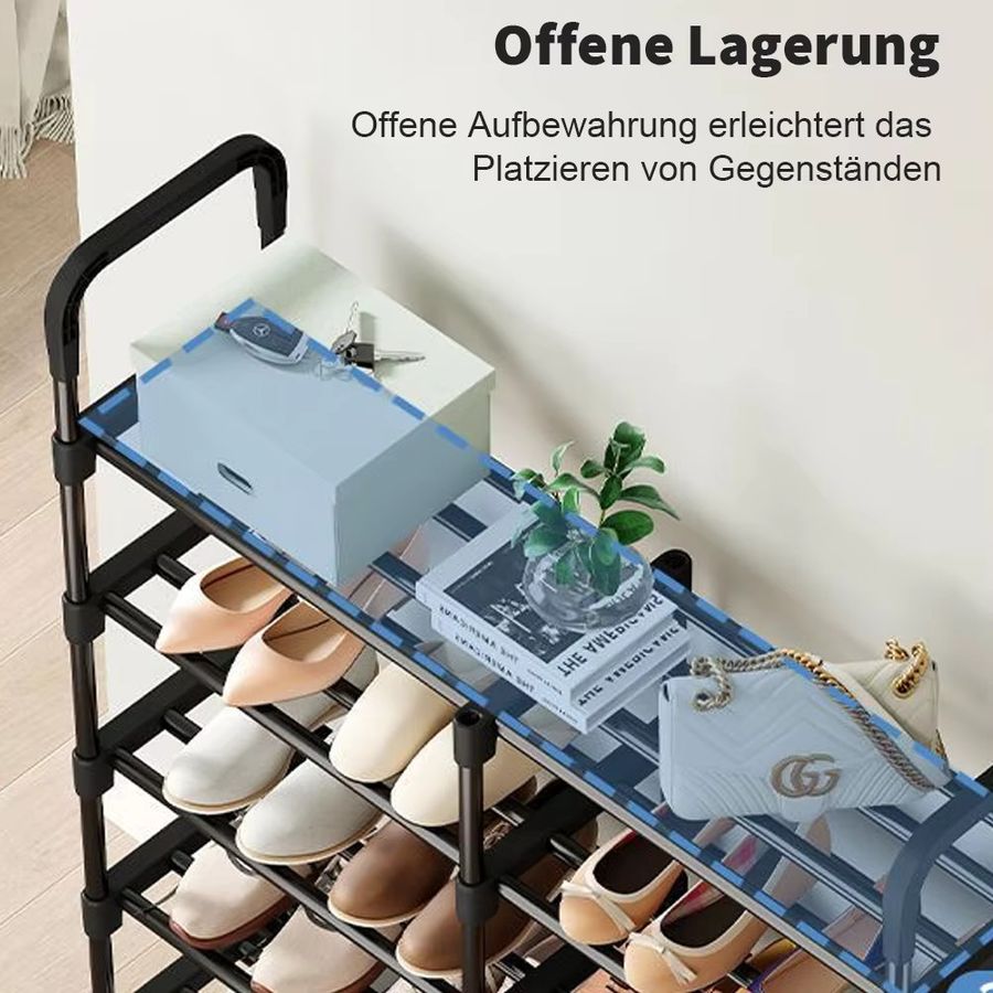 LONENESSL Mehrstöckiges Metall-Schuhregal als platzsparender Schuh-Organizer in Schwarz - Bild 3