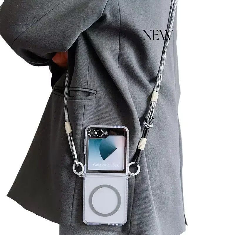 Transparente MagSafe Magnetische Crossbody Lanyard Schutzhülle für Samsung Galaxy Z Flip 6 5 4 3 5G - Bild 4