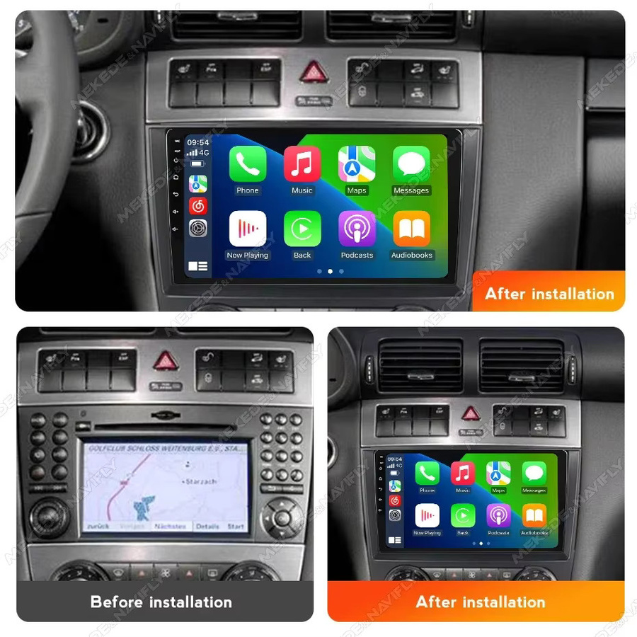 NAVIFANS Android 14 Autoradio für Mercedes-Benz C-Klasse W203 W209, Multimedia Player mit GPS und Carplay, Schwarz - Bild 3