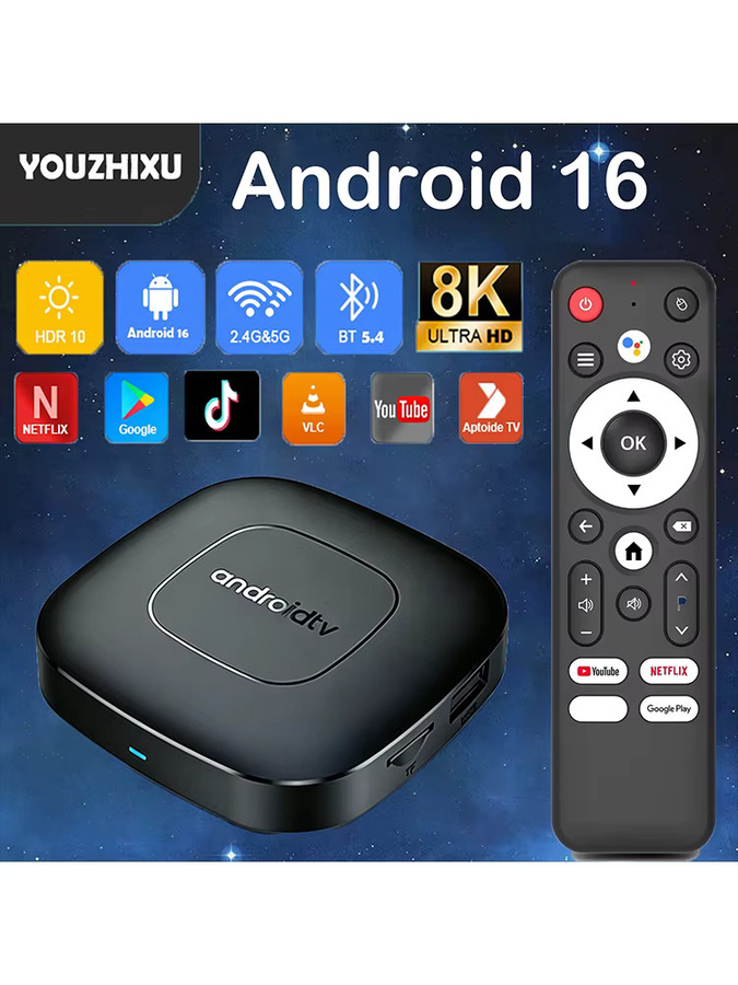 YOZHIXU Smart TV Box T1 Android 16 Media Streamer mit 8GB RAM und 128GB Speicher, 8K Video Unterstützung, Wifi 6, Bluetooth 6.0 und Google Assistant, Schwarz - Bild 4