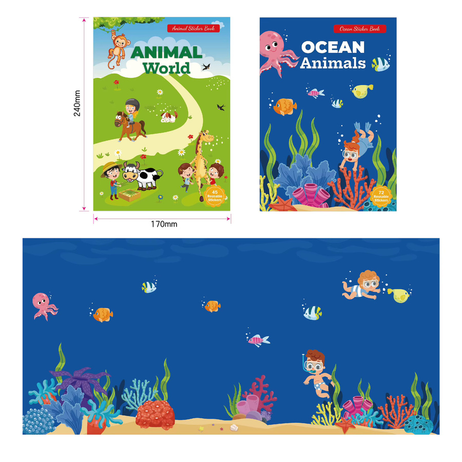 Wasserdichtes DIY-Stickerbuch für Kinder mit wiederverwendbaren PVC-Aufklebern in Multicolour, B: 17 cm, H: 24 cm - Bild 3