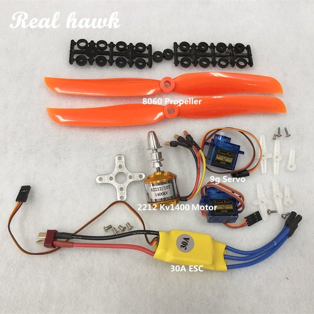 Real hawk Bürstenloser Motor, 30A ESC, Motorhalterung, 8060 Propeller, SG90 9G Micro Servo für RC Starrflügelflugzeug, Hubschrauber - Bild 1