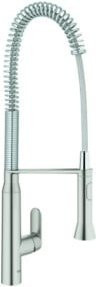 Grohe Spültisch-Einhebelmischer K7 in supersteel silber mit herausziehbarer Profibrause und schwenkbarem Auslauf - Bild 1