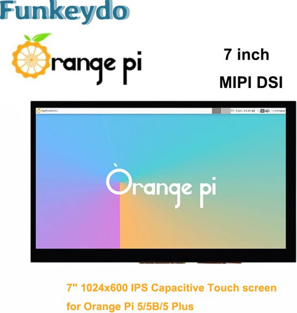 Orange Pi 7,0 Zoll IPS MIPI DSI TFT Display Panel mit kapazitivem Touchscreen in Schwarz für Orange Pi 5, 5B, 5Plus und 5 Max (1024x600) - Bild 1