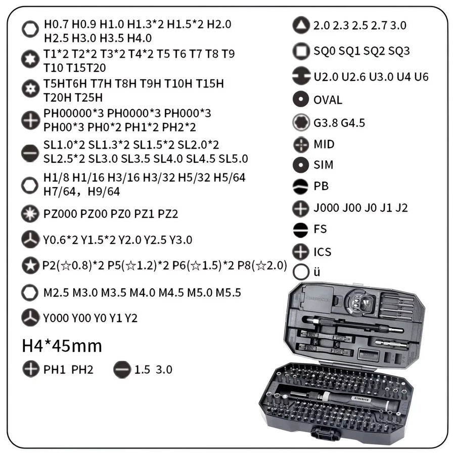 Professionelles 152-in-1 Laptop-Schraubendreher-Set in Schwarz für Computer-Reparaturen mit Torx T5 und T6 Präzisions-Werkzeugsatz - Bild 4