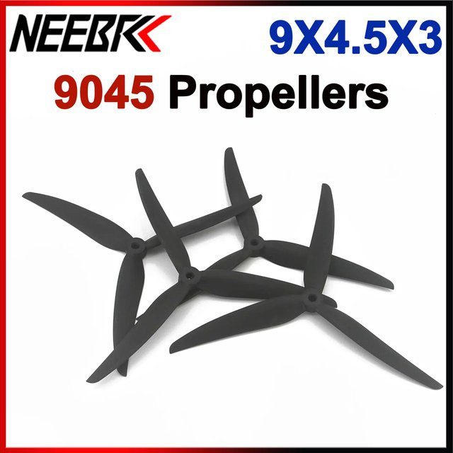 NEEBRC 9 Zoll 3-Blatt Propeller aus Glasfaser-Nylon für FPV Drohnen und Quadcopter, Schwarz, B/T/H: 9 x 4,5 x 3 cm - Bild 1