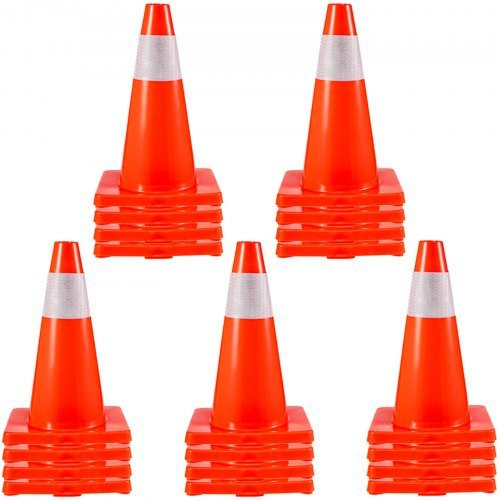 VEVOR 20er-Pack Verkehrskegel Orange mit Reflektierendem Kragen und PVC-Basis, Höhe: 45,7 cm - Bild 1