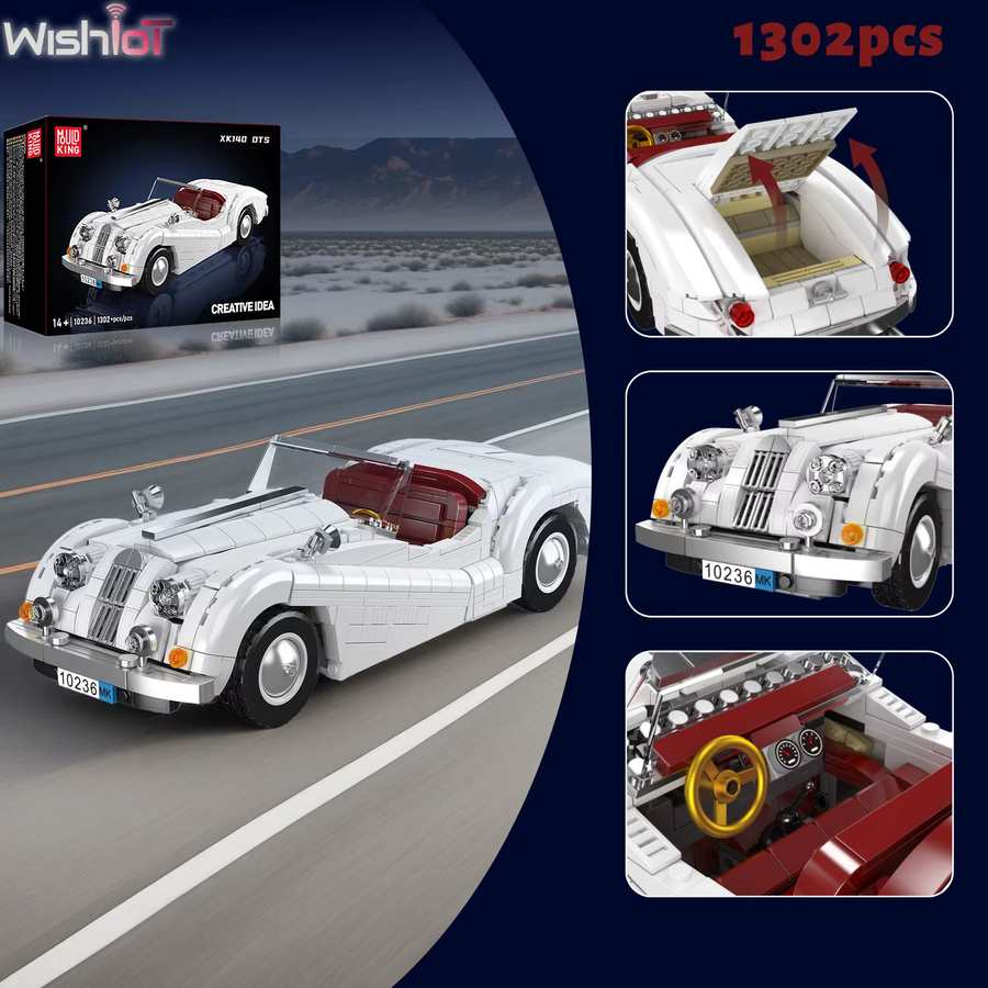 Mould King 10236 Cabrio Zweisitzer-Sportwagen Bausteine Set in Weiß - Bild 2