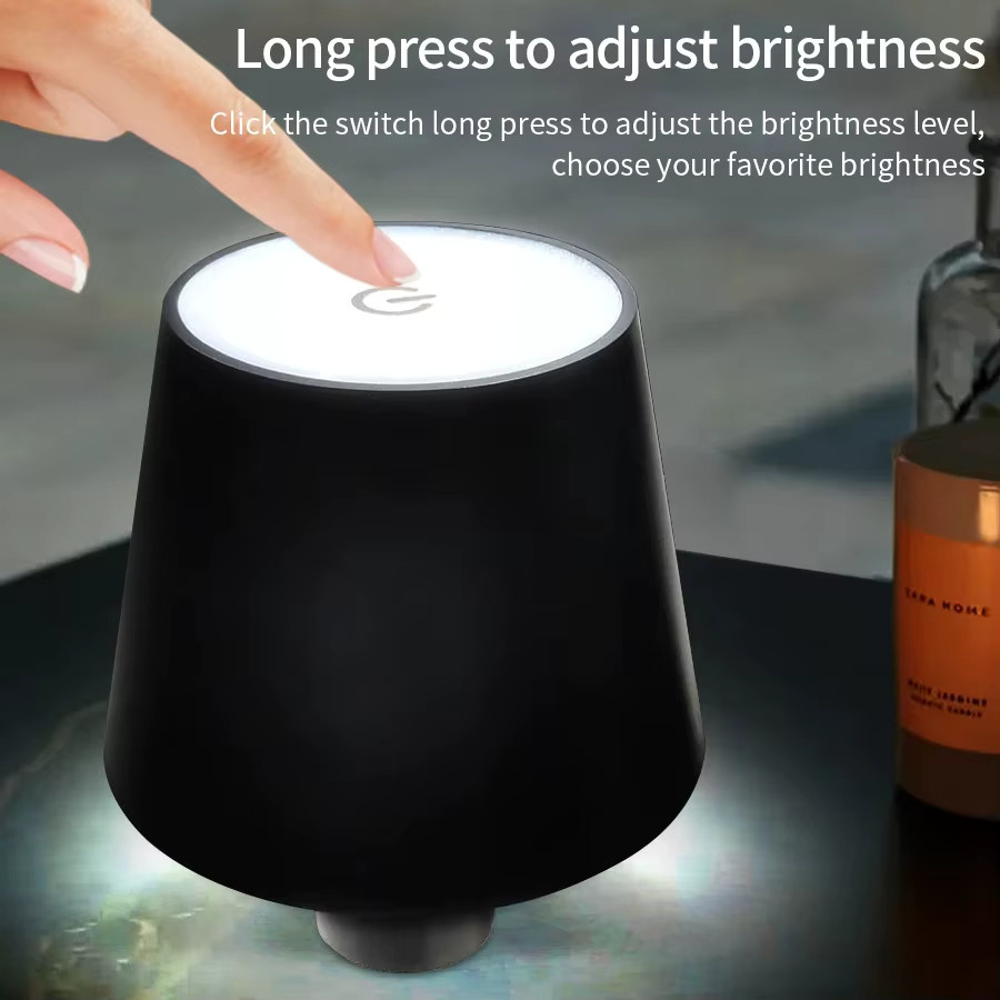 GGBEE Wiederaufladbare LED-Tischlampe in Schwarz mit Touch-Sensor und dimmbarer Lichtfarbe für Schlafzimmer und Ambiente-Dekorbeleuchtung - Bild 2