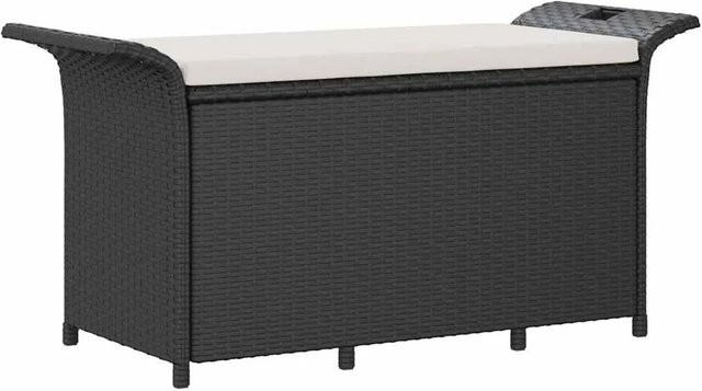vidaXL Gartenbank aus Poly Rattan mit Kissen in Schwarz, B/T/H: 116 x 46 x 57 cm - Bild 1
