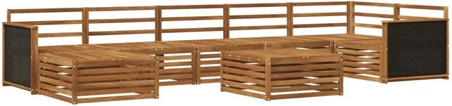 vidaXL Outdoor-Sofagarnitur aus Akazienholz in Braun, 8-teiliges Set mit Tisch und Polstern - Bild 1
