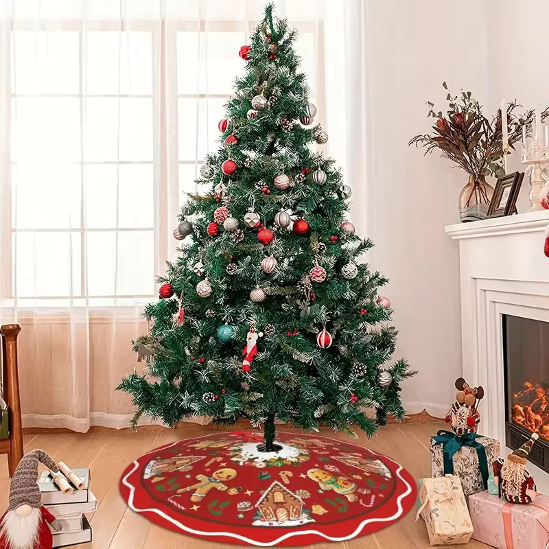 VIKAMA Weihnachtsbaummatte im American-Style mit Gingerbread Man und Candy Cane Motiv, rund, Durchmesser: 60 cm - Bild 3