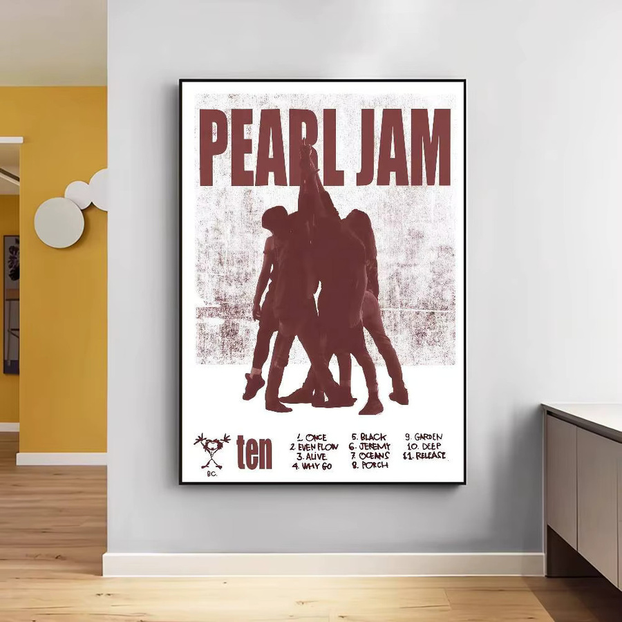 Moetch Banda Pearl Jam Ten Vintage Poster Wandkunst aus weißem Kraftpapier - Bild 4