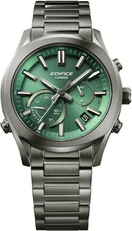 Casio Chronograph Herrenuhr, Solar, Edelstahl, Grün, 40 mm, 10 ATM