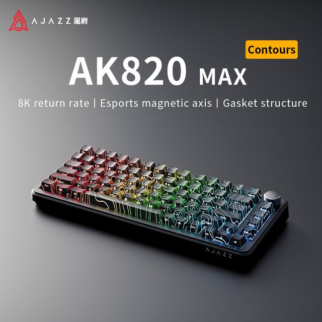 AJAZZ AK820 MAX mechanische Computertastatur mit Magnetschalter, USB-C, RGB-Beleuchtung, Schwarz - Bild 1