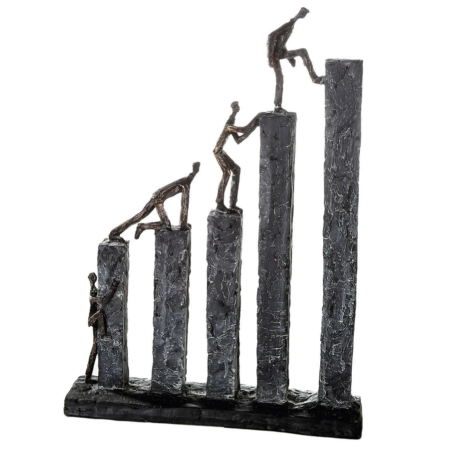 Gilde Skulptur Raise moderne abstrakte Dekofigur in Bronzefarben, Grau und Anthrazit, Höhe: 43 cm, Breite: 31 cm - Bild 2