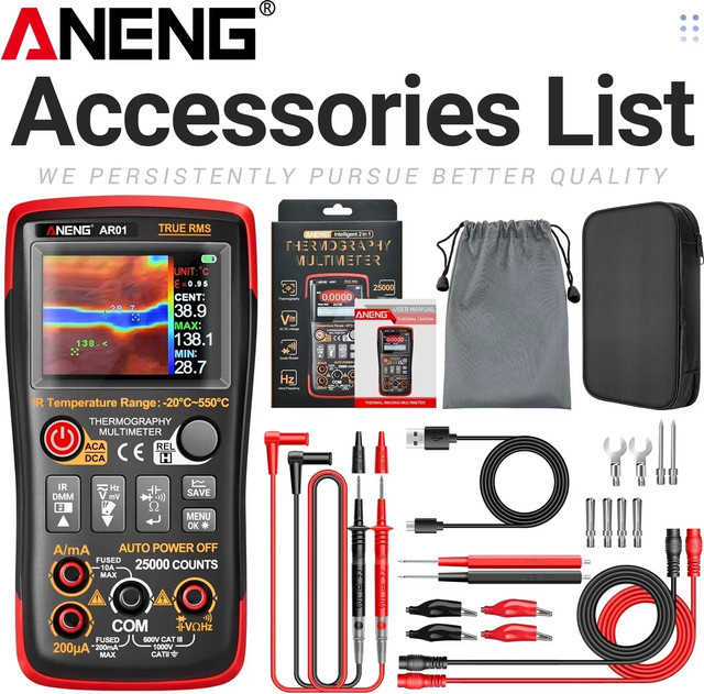 ANENG AR01 Smart Wärmebildkamera-Multimeter 2-in-1 mit 25000 Counts AC/DC Spannungs- und Strommessgerät und 250M Ohm TFT Tester - Bild 1