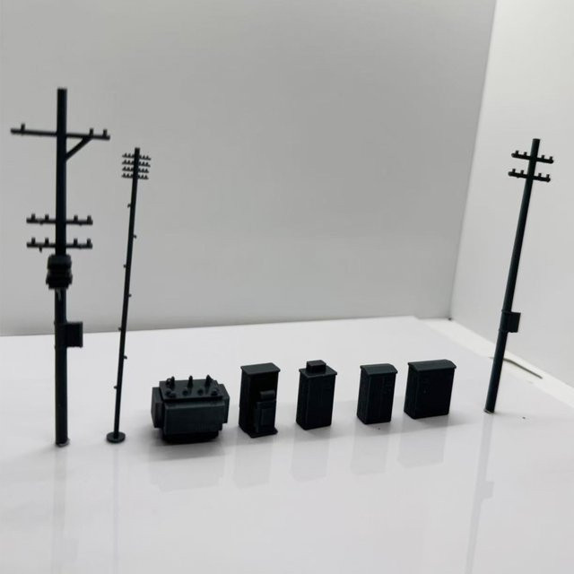 MRY-SFW Utility Pole Transformer Electric Tower Hochspannungs-Elektrokasten, 1:220 (Spur Z) - Bild 1