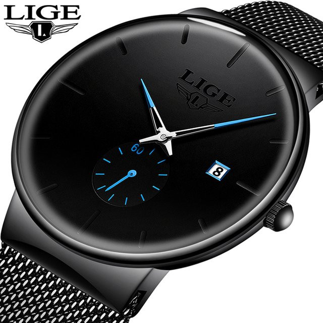 LIGE Armbanduhr, Quarz, Edelstahl, Schwarz, Rosa, Unisex - Bild 1