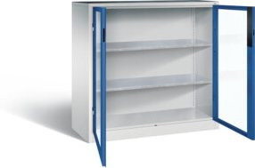 C+P Werkzeugschrank Acurado mit Türen und Schloss, Front Enzianblau, Korpus Lichtgrau, H x B x T: 120 x 120 x 50 cm - Bild 1