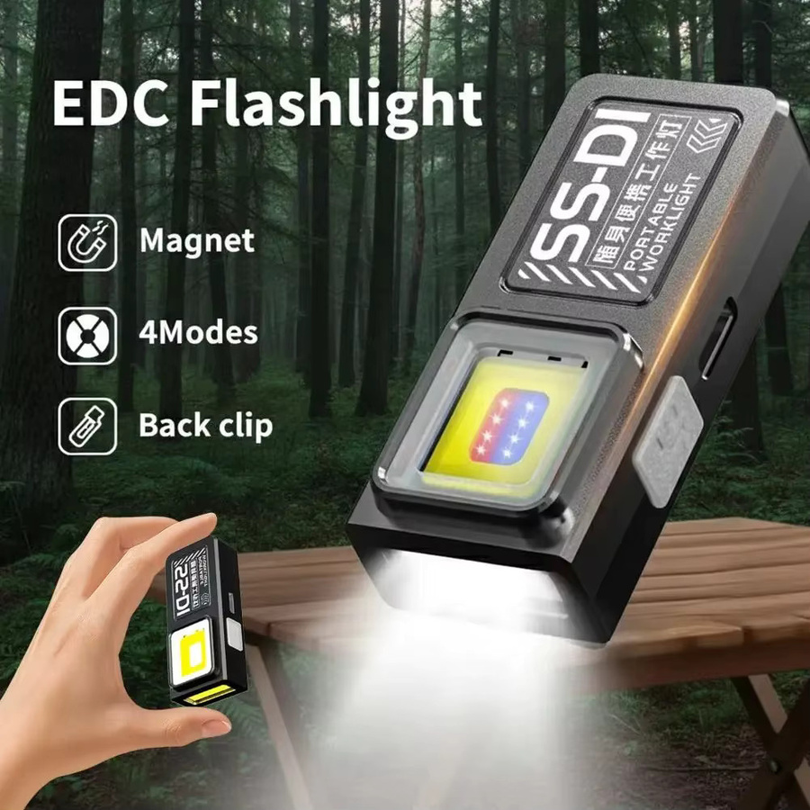 Heinast Mini Tragbare COB LED Taschenlampe Schwarz Wiederaufladbar mit Clip und Magnet - Bild 6