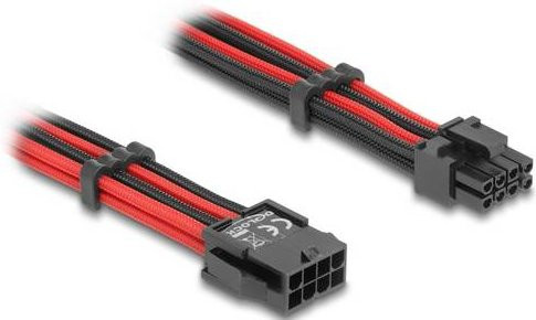 Delock Seriell Anschlusskabel PCIe 8-polig (6+2) Schwarz-Rot, Länge: 0,3 m - Bild 1