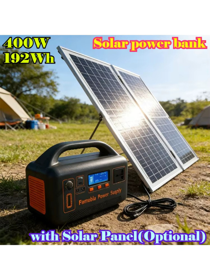 SUYIJIA Tragbare Powerstation 400W 192Wh LiFePO4 Solargenerator mit 220V für Camping und Outdoor in Schwarz - Bild 7