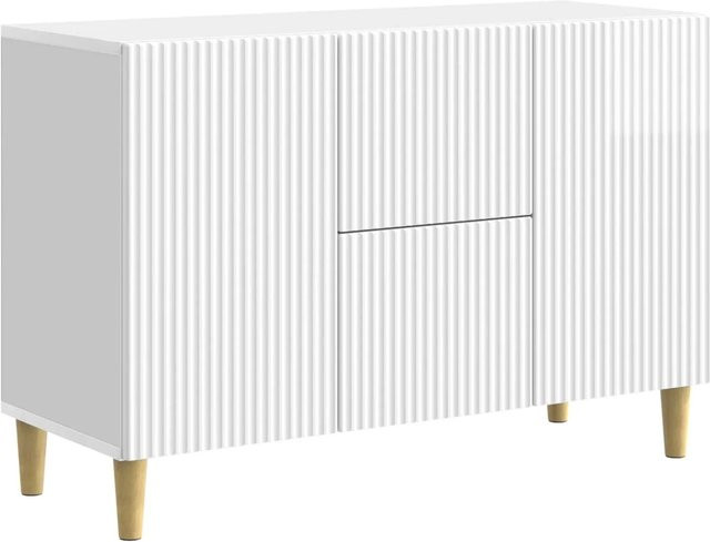 vidaXL Sideboard modern in Hochglanz Weiß aus Holzwerkstoff, B/T/H: 89 x 34,5 x 60 cm - Bild 1