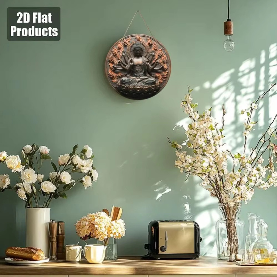 HELLOYOUNG Blumendekor-Plakette aus Holz mit floralem Muster in Weiß und Multicolour, moderne Wandkunst für dein Zuhause - Bild 2