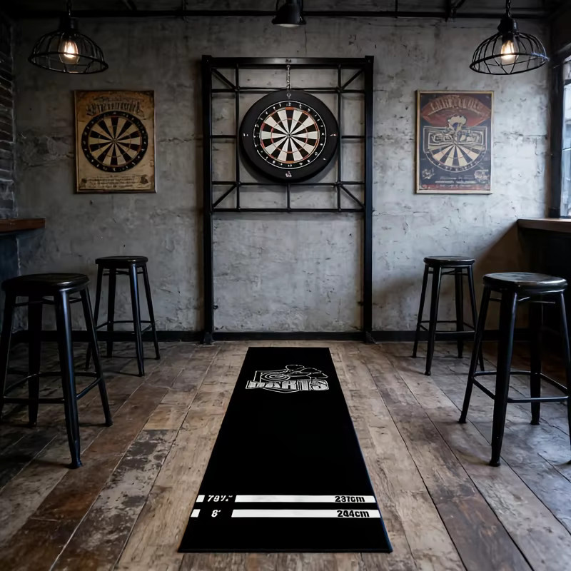 VIKAMA Professionelles Dart-Unterlage-Set in Schwarz als rutschfester und verschleißfester Bodenschutzteppich - Bild 4