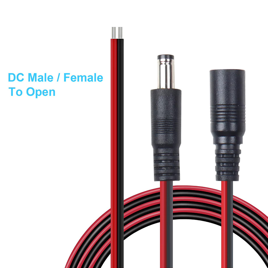 LANO DC-Stromkabel mit DC 5,5 x 2,1 mm Stecker und Buchse, 12V DC-Kabel für Solar, rot und schwarz - Bild 2